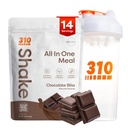 310 Nutrition All- in- One Meal Replacement Shake Powder w / Shaker Cup Starter Kit - Wysokie białko włókno bogaty Wegan Superfood Mieszanka - Sugar- Free, Keto & Paleo Friendly, Low Carb - Czekolada Bliss 14 srv