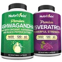 Żywotna żyłka Premium Ashwagandha Kapsułki i Resveratrol Suplement Pasek: Wysoka Absorpcja Resveratrol Kapsułki i Ashwagandha Suplementy dla Równowagi, Witalność, & Naprawa