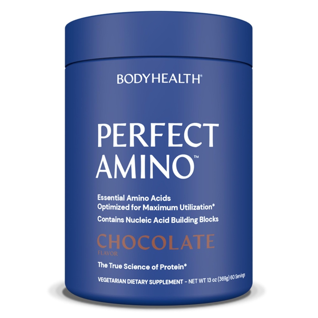 BodyHealth PerfectAmino Proszek - BCAA i EAA Proszek do ćwiczeń przed i po - Acid Acid Energy Drink dla mężczyzn i kobiet do wsparcia Lean Muscle and Recovery - Czekolada - 60 Służenia