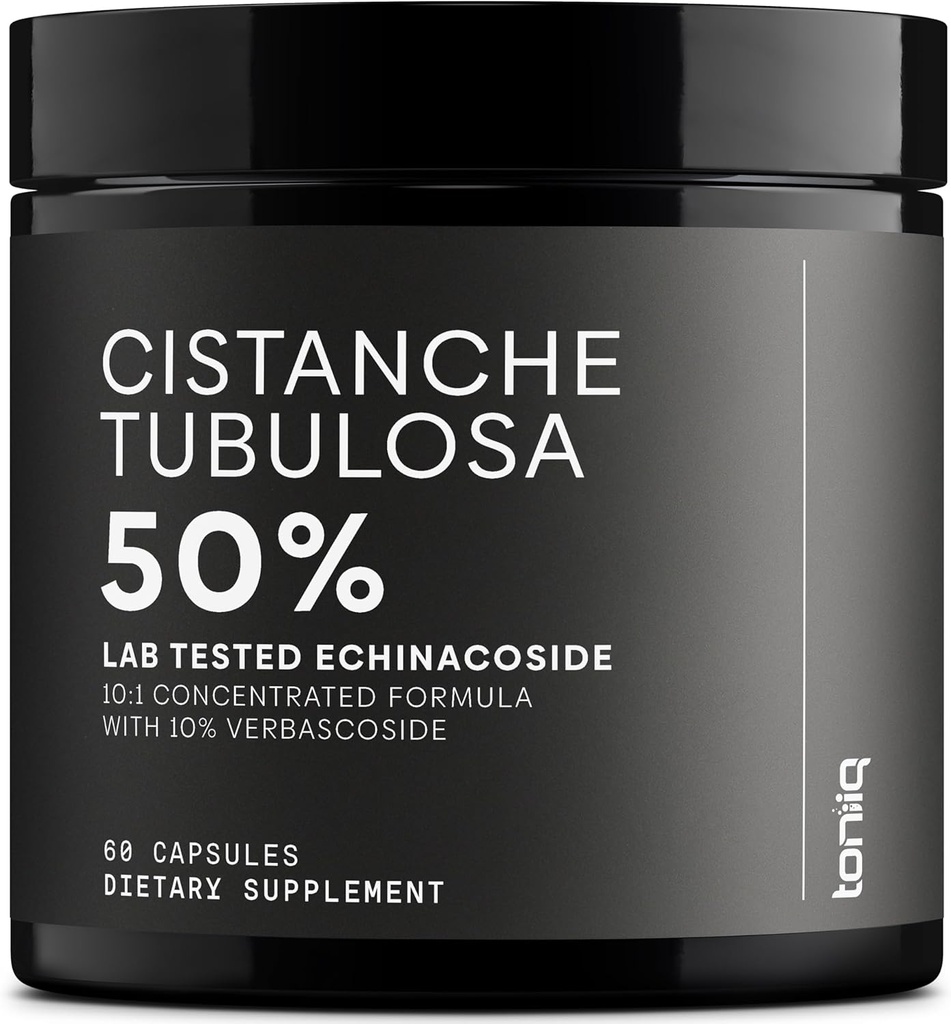 Ekstrakt Cistanche Tubulosa - Ekstrakt Ultra High Potency 10: 1 Ekstrakt z 50% echinakozydu i 10% werbaskozydu - wysoce skoncentrowany - Third- Party Lab Tested - 60 Kapsułek