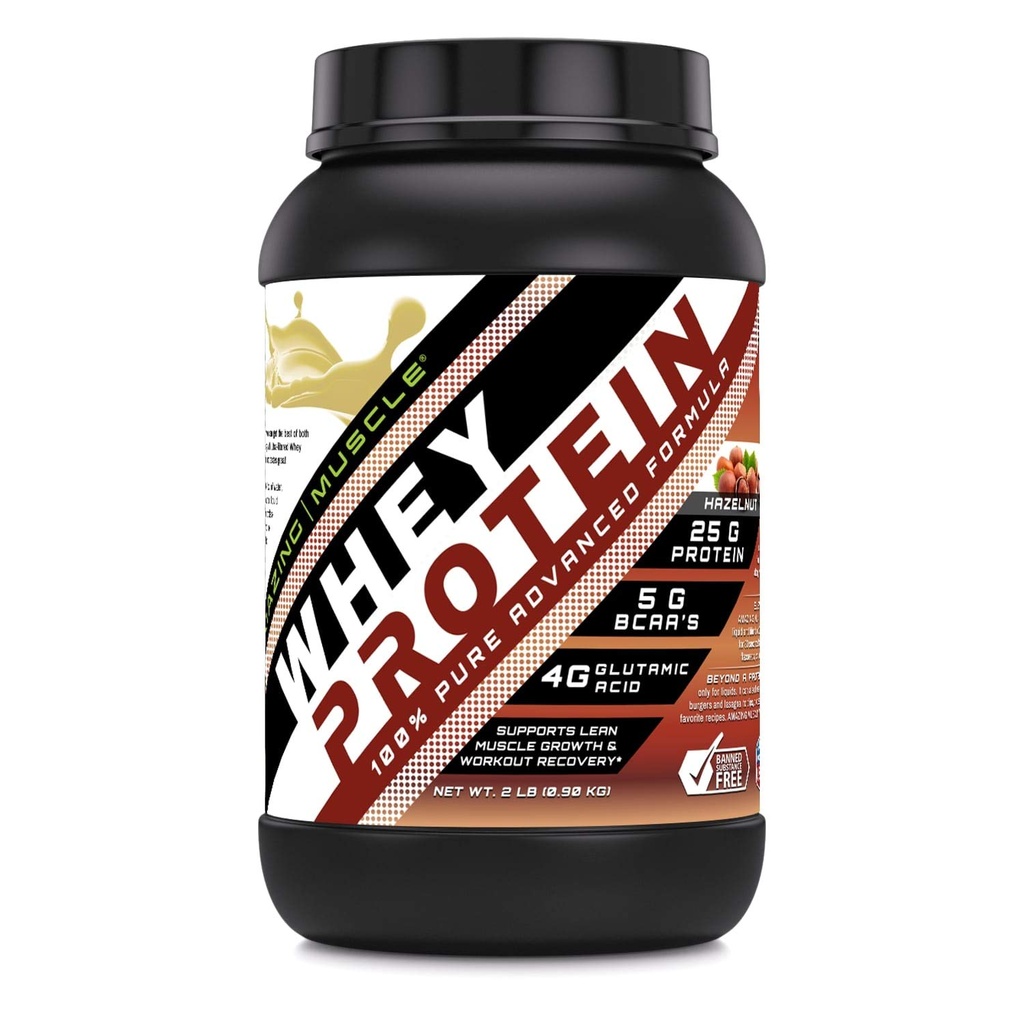 Amazing Muscle Whey Protein Isolate & Concentrate 25 G per Serving Supplement España 124; Hazelnut Flavor España 124; 2 Lb (0,90 Kg) España 124; Non-GMO España 124; Gluten- Free