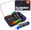 BEXEEN Cotygodniowy Pill Organizator 2 razy dziennie - Pill Box 7 Day Am Pm - Travel Medicine Organizator dwa razy dziennie Witamina Holder Przenośny Suplement Case Morning Night Med Dispenser Oddzielny pojemnik