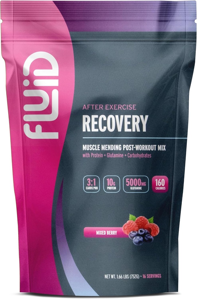 Post- Workout Recovery Drink Mix - Białko izolacyjne serwatki, L- glutamina, węglowodany, wszystkie naturalne składniki, bez glutenu, bez laktozy (Mieszane jagody)