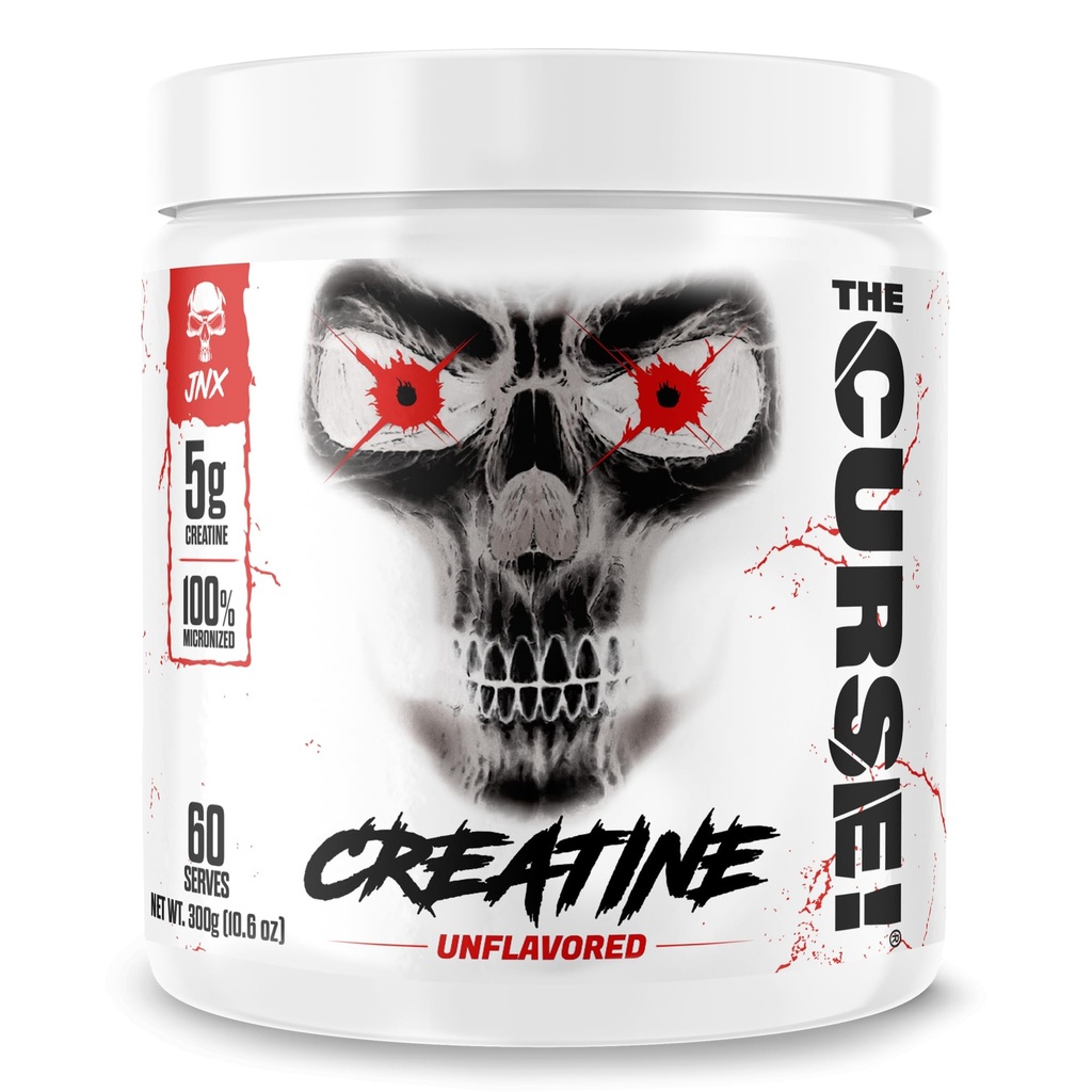 JNX SPORTS Klątwa! Proszek jednowodny Kreatyna 60 Służenie 124; Czysty zmikronizowany Kreator 5g Na Podawanie 124; 300g - 10,6 Ounce
