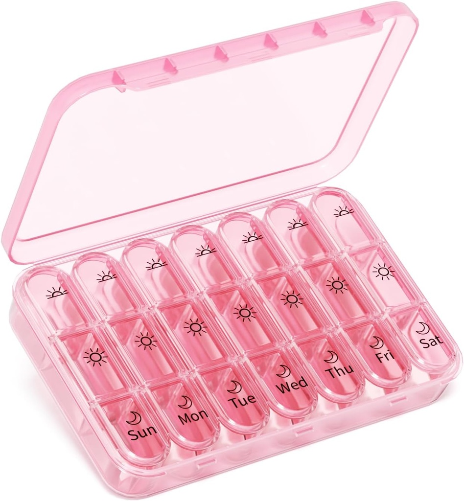 Pigułka Organizator 3X a Dzień Biżuteria Pink Perfekcja Przenośny Pigułka Przypadek 7- Dzień Cotygodniowy Kompleks Stylowy Podróże Esencjalne dla Fashionistas Biżuteria BPA- Wolny Towarzysz Zdrowia