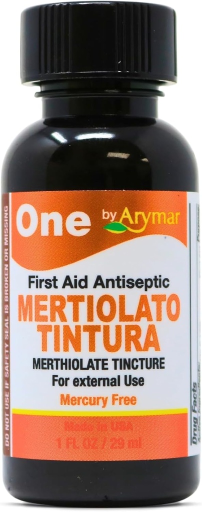 Arymar Mertiolato Tincture 1 fl oz. Antyseptyczne rozwiązanie dla drobnych cięć, Scrapes & Burns.