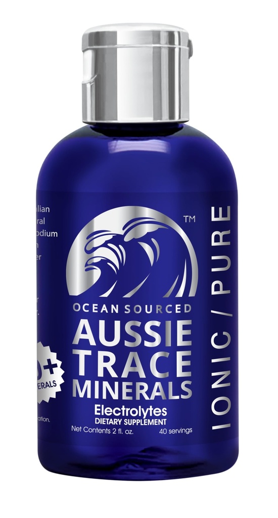 Aussie Trace Minerals - Magnez bogaty, Niski Sód, Kompletne krople elektrolityczne do nawadniania, Energii i odzysku - 2oz / 60ml suplement płynny - Wegan, Keto Friendly