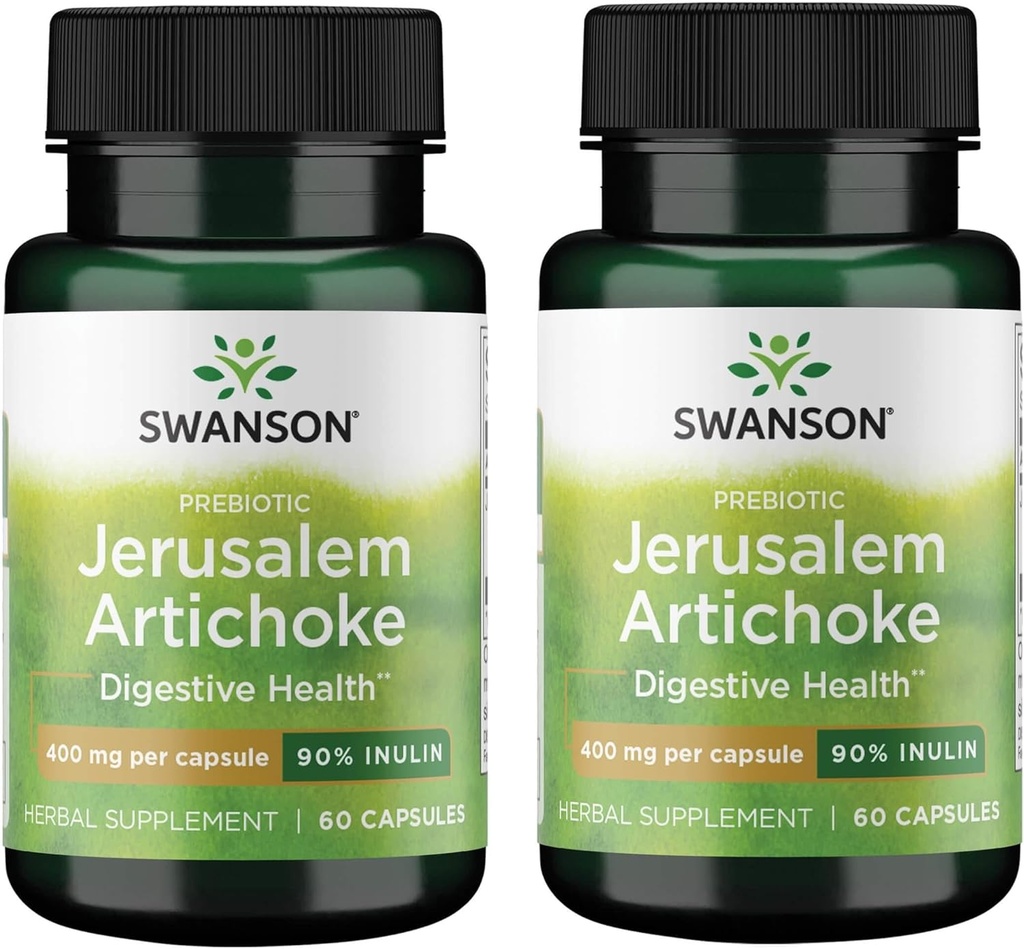 Swanson Prebiotyczny Karczoch Jerozolimski - 90% Inulina 400 mg 60 Czapki (2 opakowania)