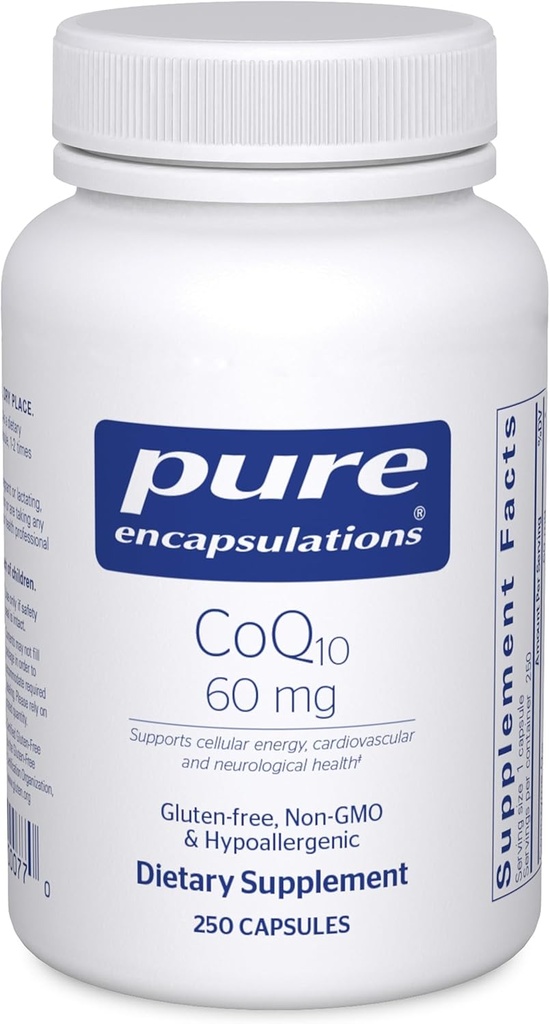 Czyste enkapsulacje CoQ10 60 mg co 12 4; Koenzym Q10 Suplement dla Energii, Przeciwutleniaczy, Zdrowia Mózgu i Komórki, Cognition, i Wspomaganie układu sercowo- naczyniowego *
