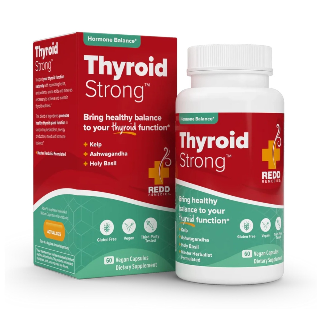 Redd Remedies, Thyroid Strong, wspomaga zdrowe czynności tarczycy i równowagi, 60 Kapsułki wegańskie