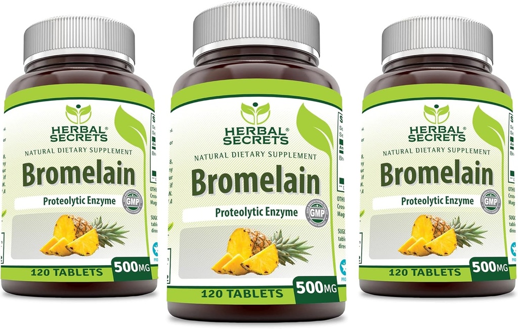 Herbal Secrets Bromelain 500 Mg 120 Tablets Supplement Equipment 124; Pakiet 3 Equipment 124; Non-GMO Equipment 124; Gluten Free Equipment 124; Made in USA