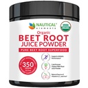 Sok z buraków organicznych w proszku - 20: 1 Koncentracja proszku buraczanego organiczny - Podparcie cyrkulacyjne - Bogaty w tlenek azotu - Cold- Pressed 100 Serings of Beet Root Powder Supplement- 12.3oz