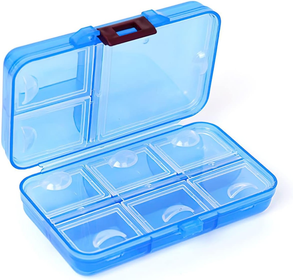 Pill Organizator, Przenośny Pill Dispenser, 9 przedziałów Moisture- Pill Pudełko na vitaminy torebki, Medycyna, Olej rybny, Pill Organizator podróży (niebieski)