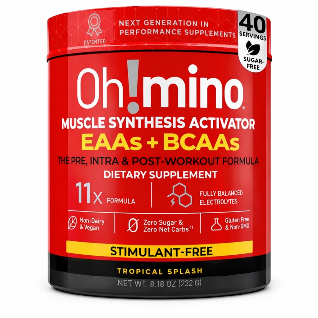 Mino Essential Amino Acids Supplement. Tropikalny Splash, Proszek wolny od stymulantów. Wszystkie 9 EAA, BCAA i The Perfect Amino na treningi, Amino Energy, i budować mięśnie i odzyskać szybciej.