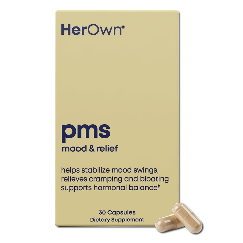 jej własny PMS, Wspomaga objawy PMS, Promotes pozytywny nastrój, Natural Hormon Równowaga, Pomaga Relieve Cramping, Gorące błyski menopauzy Relief, Gluten i Soy Free, Wegan, 30 Kapsułki, 30 Służenia