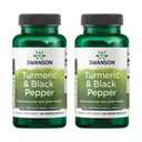 Swanson Turmeric & Black Pepper - Organic Joint Health, Heart Health, Trawienie, & Wątroba Supplement - Natural Formula dla zwiększonej dostępności biologicznej i absorpcji - (60 Veggie kapsułki) 2 Pack