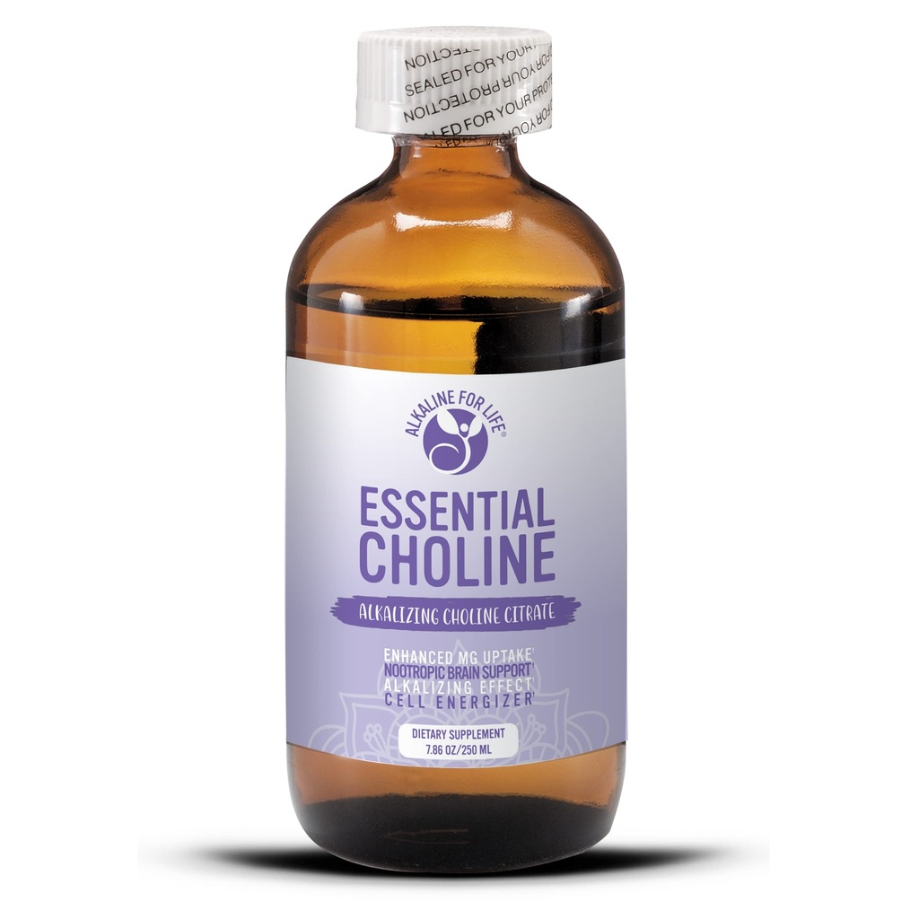 Zasadniczy cytrynian choliny - Liquid Choline Supplements for Brain, Memory, Focus - 650Mg Choline Supplement - Bioavailable Alkalinising Liquid Choline Enhances Magnezu Supplementation