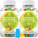 Suplement potasu Magnezu Gummie, Gummie potasu dla dorosłych Dzieci, Wysoka Absorpcja Magnezu Glicynian dla Choroby Nogi & Zdrowie immunologiczne, Bez cukru, Wegańskie mieszane aromaty, 120 Liczba