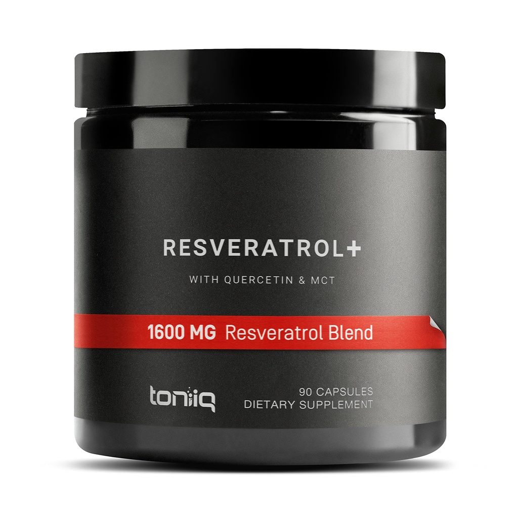 Toniiq 1600mg Resveratrol Blend - Ultra High Pure i 3. Party Tested - z MCT Oil for Added Biodostępność - Optymalny suplement NAD