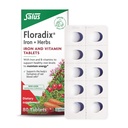 Floradix Żelazne tabletki - suplement żelaza z witamin B, Kwas foliowy, Witamina C & More - Wsparcie energetyczne - Wegetarian & Gluten- Free - 80 Tabletki (80 Słupki)