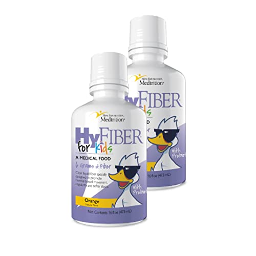 Medtrition HyFiber Liquid Fiber for Kids in Only One Tablespoon, Wspomaga regularność i miękkie narzędzia, FOS Prebiotyki dla Gut Health, 6 Grams of Fiber, 32 Służenia za butelkę 16 Fl Oz (Opakowanie 2)