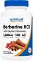 Nutricost Berberine HCl z Ceylon Cynamon Kapsułki (120 Kapsułki, 60 Słupki) - Non-GMO, Animal-Free Product