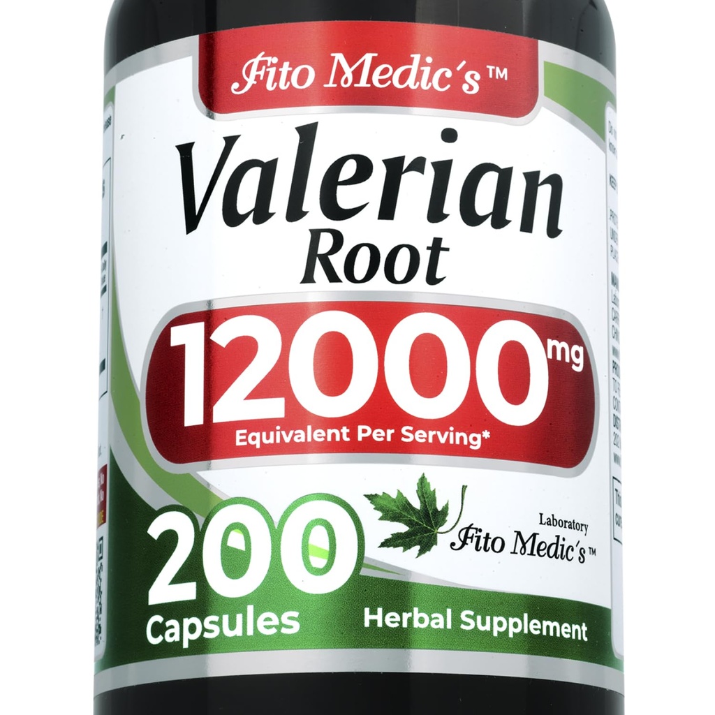 FITO MEDIC 's Lab Agregates 124; Valerian Root Capsules Agregates 124; 200 Capsules Agregates 124; 12000 mg Agregat 124; Valerian Root Extract Agregat 124; Concentrat Extract Agregates 124; Ultra high Absorption.
