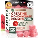 Monohydrat Gummie 5g - Tylko 2g cukru, Made in USA - Sour Arbuz Flavor - Wegan & III Party Tested - Pre & Post Workout Supplement for Women and Men (120 Count, 40 Servings)