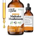 Wild & Organic Maitake Mushroom Tincture - Suplement wsparcia immunologicznego - Liquid Maitake Mushroom Extract - Vegan, Sugar & Alcohol-Free Drops - 4 fl oz