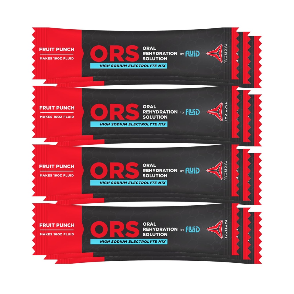 Płynny Tactical - ORS (roztwór do nawadniania jamy ustnej), Odzyskiwanie szybciej, Ekstremalne odwadnianie elektrolity, 12pack (Fruit Punch)