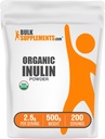 BulkSupplements.com Proszek Inulinowy Organiczny - Suplement Inulinowy, Proszek Fiber rozpuszczalny - Wegan & Gluten Free - 2,5g na Serving, 500g (1,1 lbs) (Opakowanie po 1)
