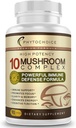 10 Mushroom Complex Nootropic Brain Supplement- Advanced blend of Best Functional Mushrooms - Brain Memory Focus Energy, Immune Support- Lions Mane- Reishi- Cordyceps- Chaga- Turkey Tail (90 kapsułek)