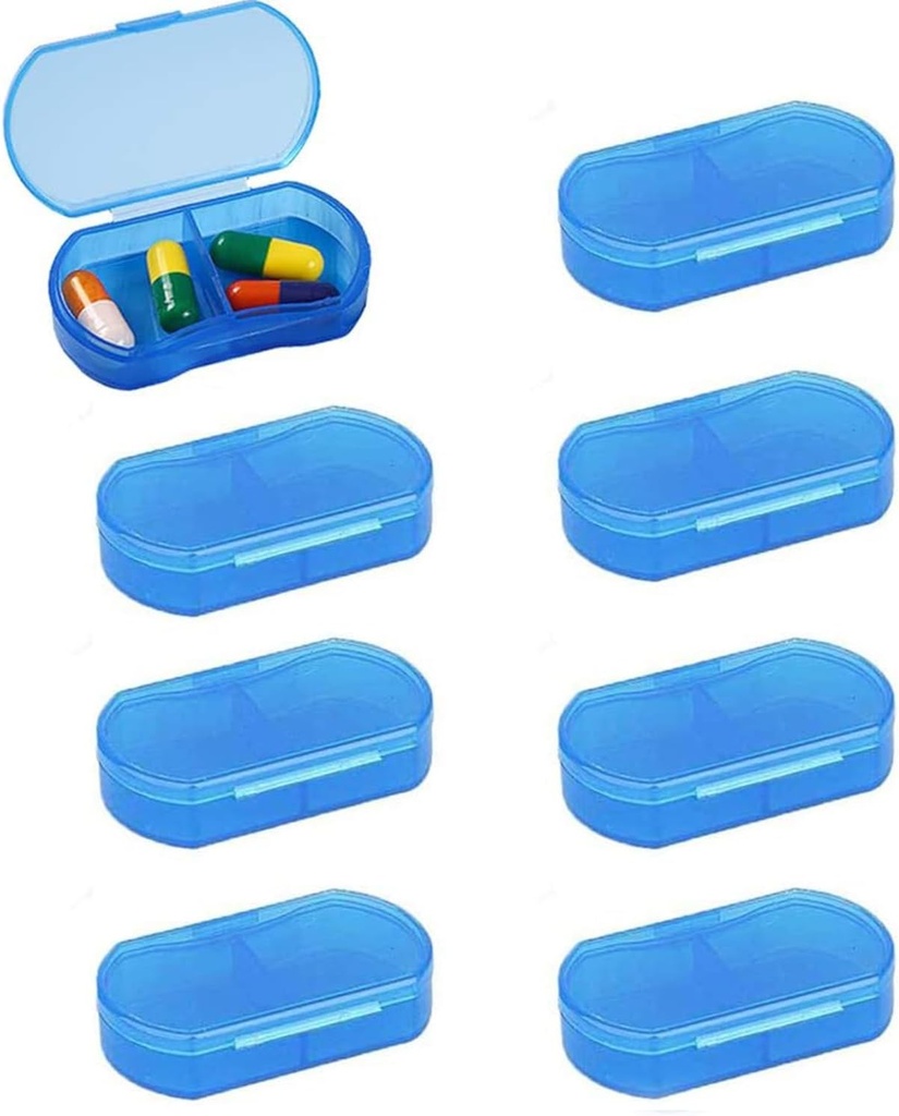 8PCS Pill Case Organizer Pocket Small Pill Holder, Daily AM & PM pojemniki, Lekarz, Idealny do leczenia, Witamina, Suplement, Idealny do podróży, Idealny do torebki (niebieski)