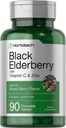 Horbaach Black Elderberry with Vitamin C and Zinc | 90 Chewable Tablets | Mixed Berry Flavor | Immune Support Complex | Vegetarian, Non-GMO, and Gluten Free Supplement