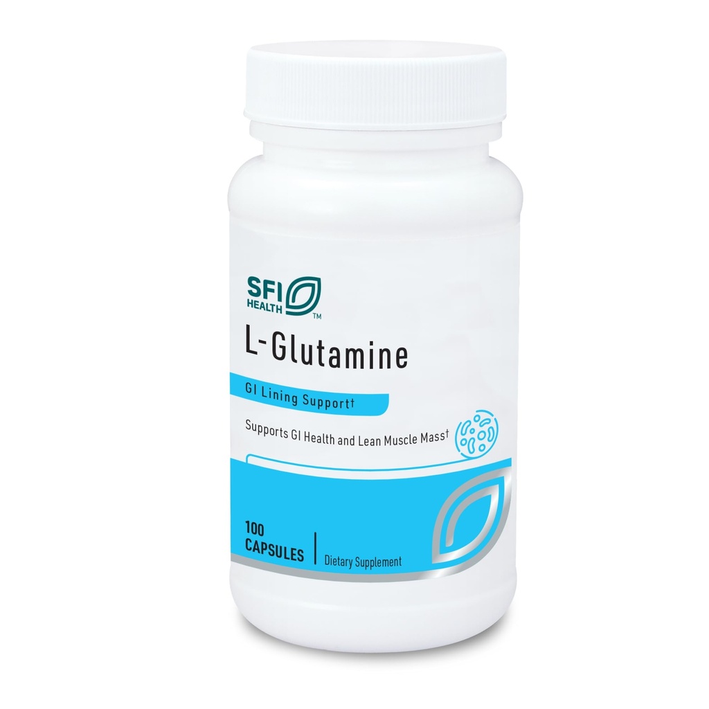 Klaire Labs SFI Health L Glutamine Kapsułki - 500 Miligramów Hipoalergiczne Amino Acids Supplement - Wspomaga mięśnie i funkcje GI - Wolny od nabiału i gluten (100 Kapsułek)