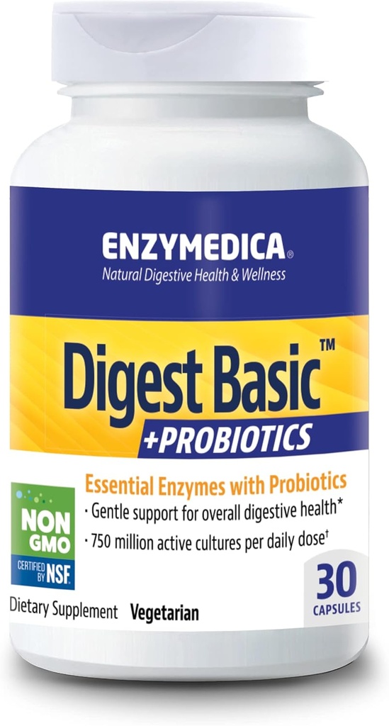 Enzymedica - Digest Basic + Probiotyka, Enzymy fermentacyjne z Probiotykami, 30 Kapsułki FFP