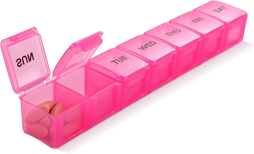 Pink XL Extra Big Weekly and Daily Pill Organizer for Pills / Witamina / Olej rybny / Suplementy (Pink)