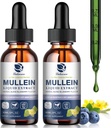 Mullein Drops for Lungs, Lung Detox & Cleanse, Vegan Mullein Leaf Extract Tincture z chlorophyll Elderberry, itp, Natural Herbal Supplement for oddechowy, Immune, 60 Służenie