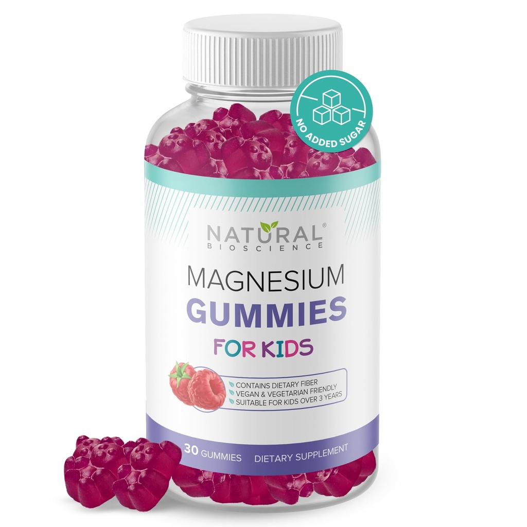 Bezcukrowe gumki magnezowe dla dzieci 100mg - Calm & Sleep Support Chewable Kids suplement magnezu, Pomoc na sen, Antystresowe, Zdrowie kości, Relaksja mięśni, 30 Wegańskie Gluteny nie- GMO