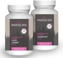 Mountain Peak Nutritionals Acid Assist & Digestive Support Combo Pack - Przewód pokarmowy i pokarmowy Zdrowie - Enzymy, Probiotyki, & Wsparcie odżywcze - 90 Kapsułki wegetariańskie Każdy