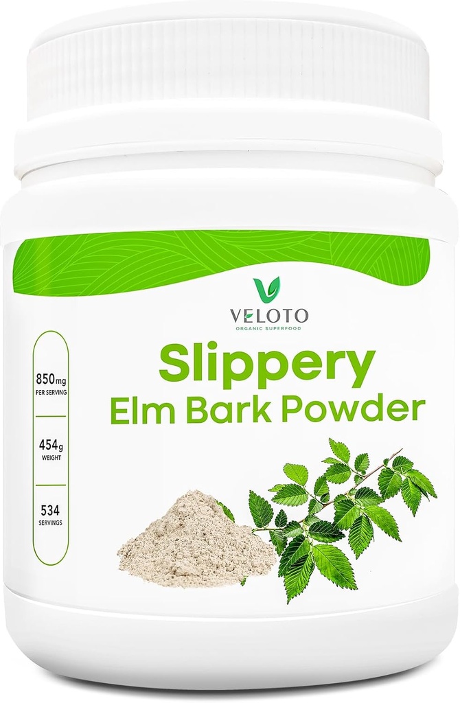 Slippery Elm Bark Powder, Slippery Elm Wewnętrzny Bark Powder, Naturalny Ziołowy Suplement do Soothing Throat & Digestive Health, Gluten- Free, Non-GMO, Wegan- Friendly, 1 lb (534 Służenie)