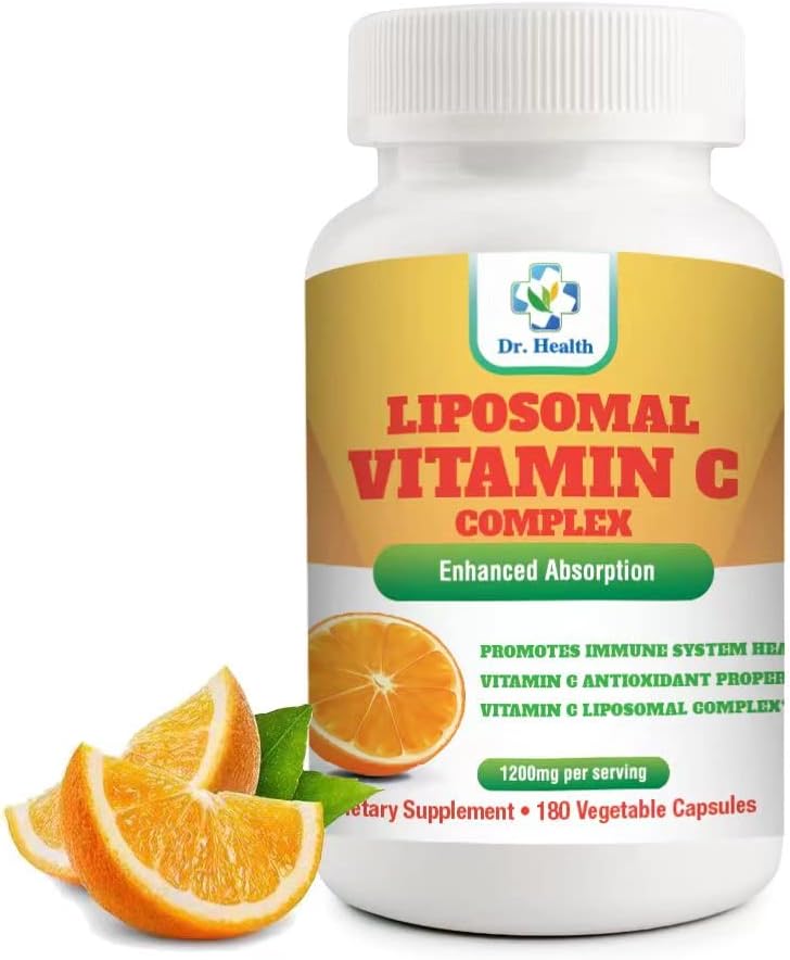 Witamina liposomalna C 1200mg na porcję 180 kapsułek wegetariańskich na butelkę Wysoka Absorpcja Witamina C Pill Suplementy tłuszczu Rozpuszczalny Vit C Potężny przeciwutleniacz z immunologicznym System Wsparcie wykonane w USA