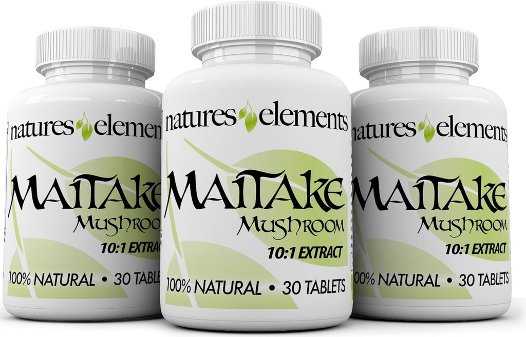Maitake Mushroom - Opakowanie po 3 - 10: 1 Ekstrakt - 500mg tabletki - Standaryzowane 30% Polisacharydy - 1 Miesiąc dostaw Każdy - 100% Naturalny, Vegetarian Safe