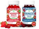 Lunakai USA Made Womens Multivitamin & Probiotic Gummies Bundle - 16 Multi Vitamin & Probiotic for Trawienie Wsparcie - 60ct Każdy