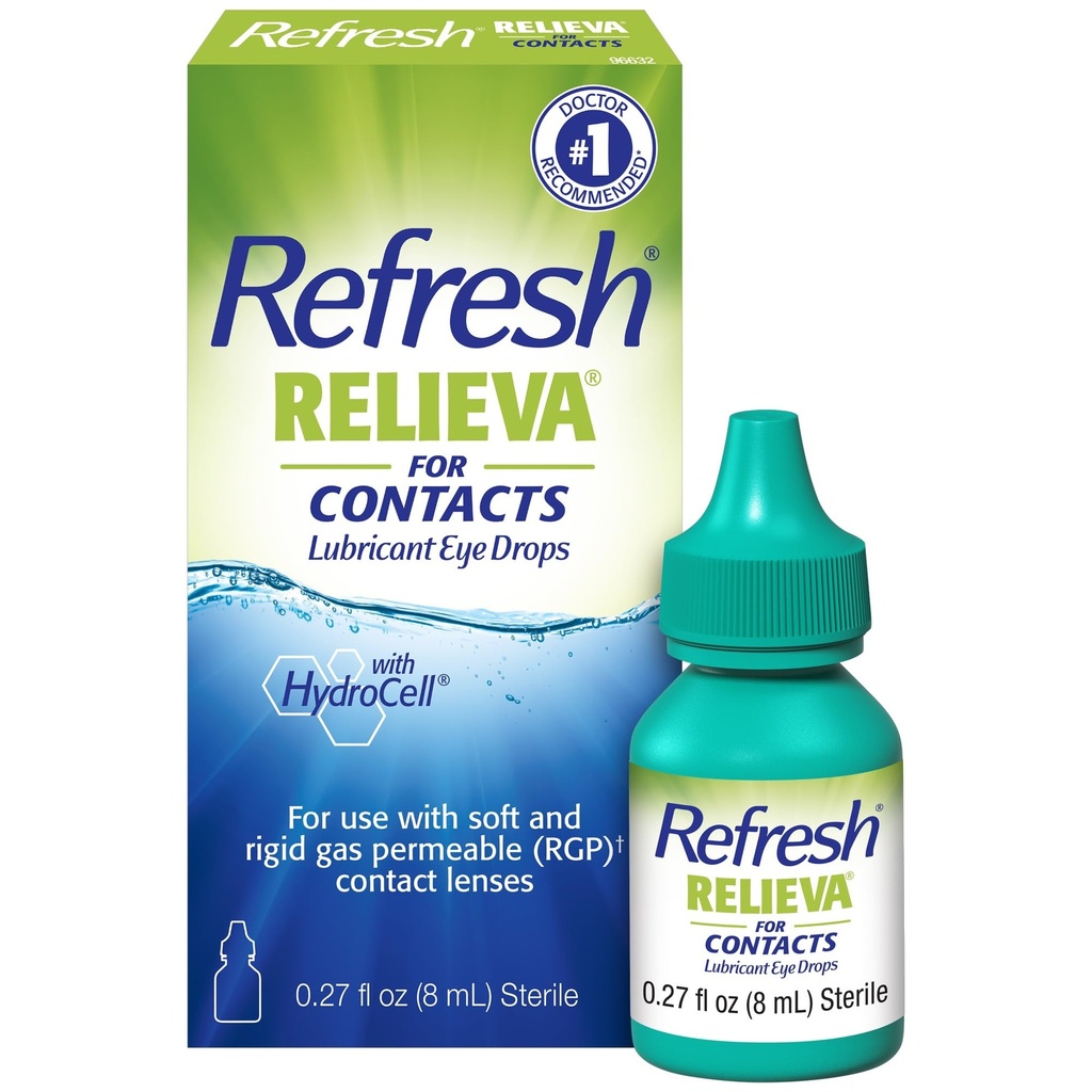 Odśwież Relieva do kontaktu smarowe krople do oczu dla suchych oczu, 0.27 Fl Oz Steryl