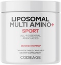 Codeage Multi Amino + BCAA & Suplement EAA, Wszystkie 9 Podstawowe aminokwasy, Free- Form Branched- Łańcuch Acid Pigułki, suplement Sport, Przed & Post Trening, Liposomal Dostawa, Wegan, 240 Kapsułki