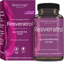 Rezerwat Piękno, Resveratrol 100 mg, Suplement przeciwutleniacz do serca i zdrowia komórkowego, Wspiera zdrowe starzenia i układu immunologicznego, Paleo, Keto, 60 Kapsułki (60 Służenie)