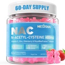 Nextdia NAC Gummies dla dzieci i dorosłych, N- Acetylo Cysteina suplement do żucia 600mg 1000mg w / Witamina C, Cynk, Elderberry dla przeciwutleniaczy i wsparcia immunologicznego, Lung & Liver Health, Sugar Free, 120 Ct