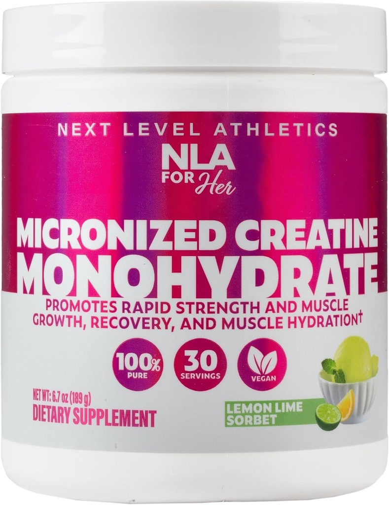 Jej jednowodzian kreatynowy mikronizowany dla kobiet (30- 5g Służenie) -Wielki degustacja cytryny limonowej Sorbet Flavored- Lean Muscle Growth & Workout Recovery, Boost Performance- Wegan, Brak wzdęcia lub zatrzymanie wody