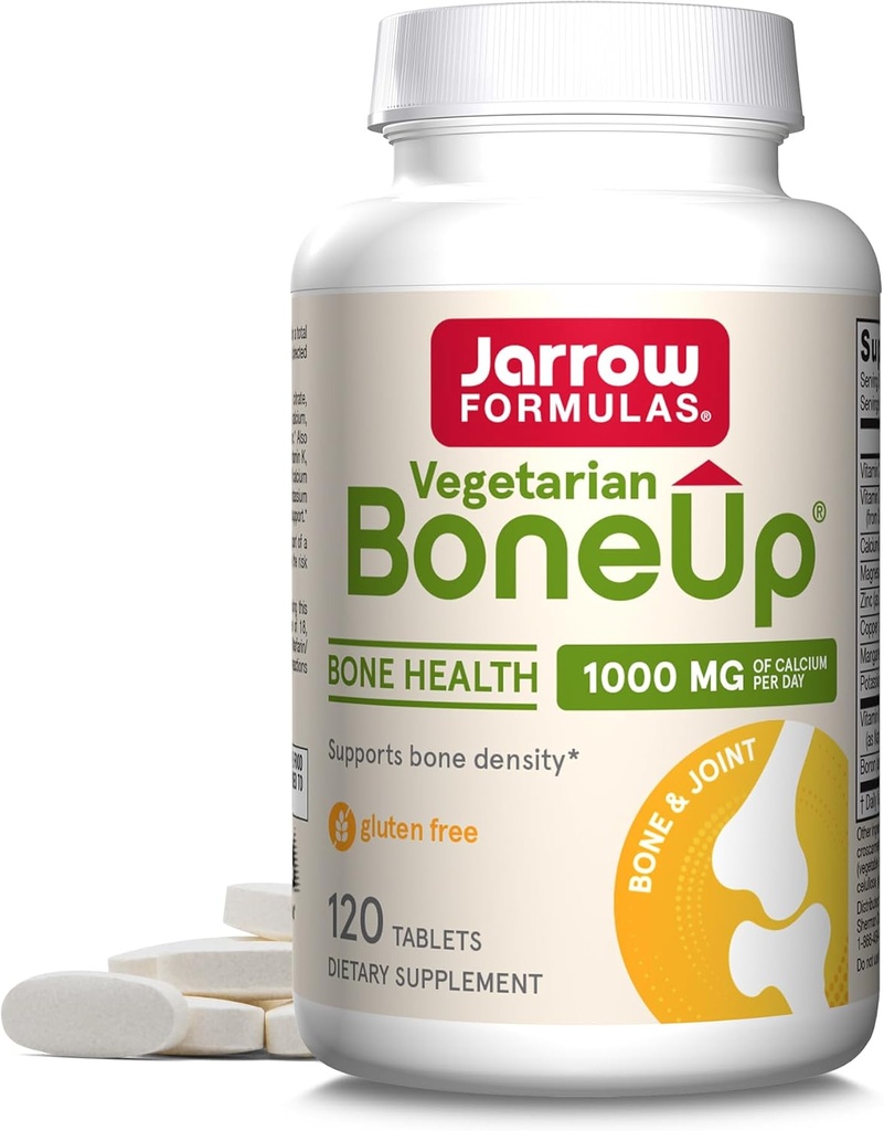 Jarrow Figuras BoneUp Wegetarianin - 120 Tabletów - Wegetariański / Wegański Suplement do Zdrowia Kości Wegański -Przyjazne źródła witaminy D3, witaminy K2 (jako MK- 7) i wapnia - 60 Służenia